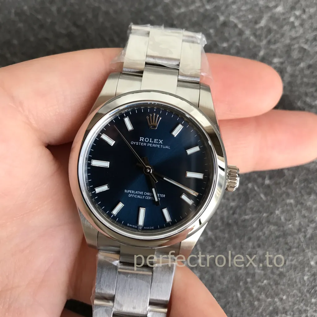 Rolex-Oyster-Perpetual-277200-0003-Replica-31mm-Blue-Dial-Minimalist-Automatic-Watch-Front-View-1