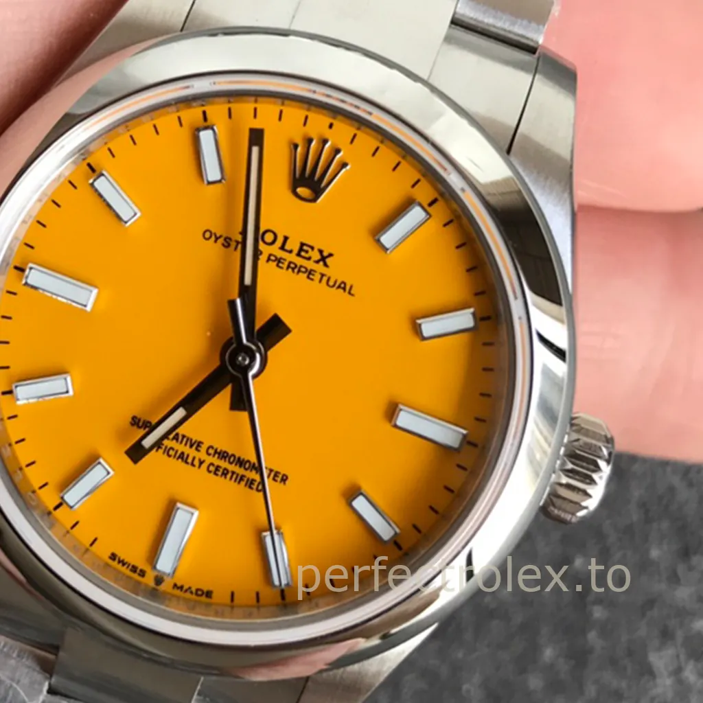 Rolex-Oyster-Perpetual-277200-0005-31mm-Yellow-Dial-Automatic-Minimalist-Replica-Watch-Dial-Detail-2