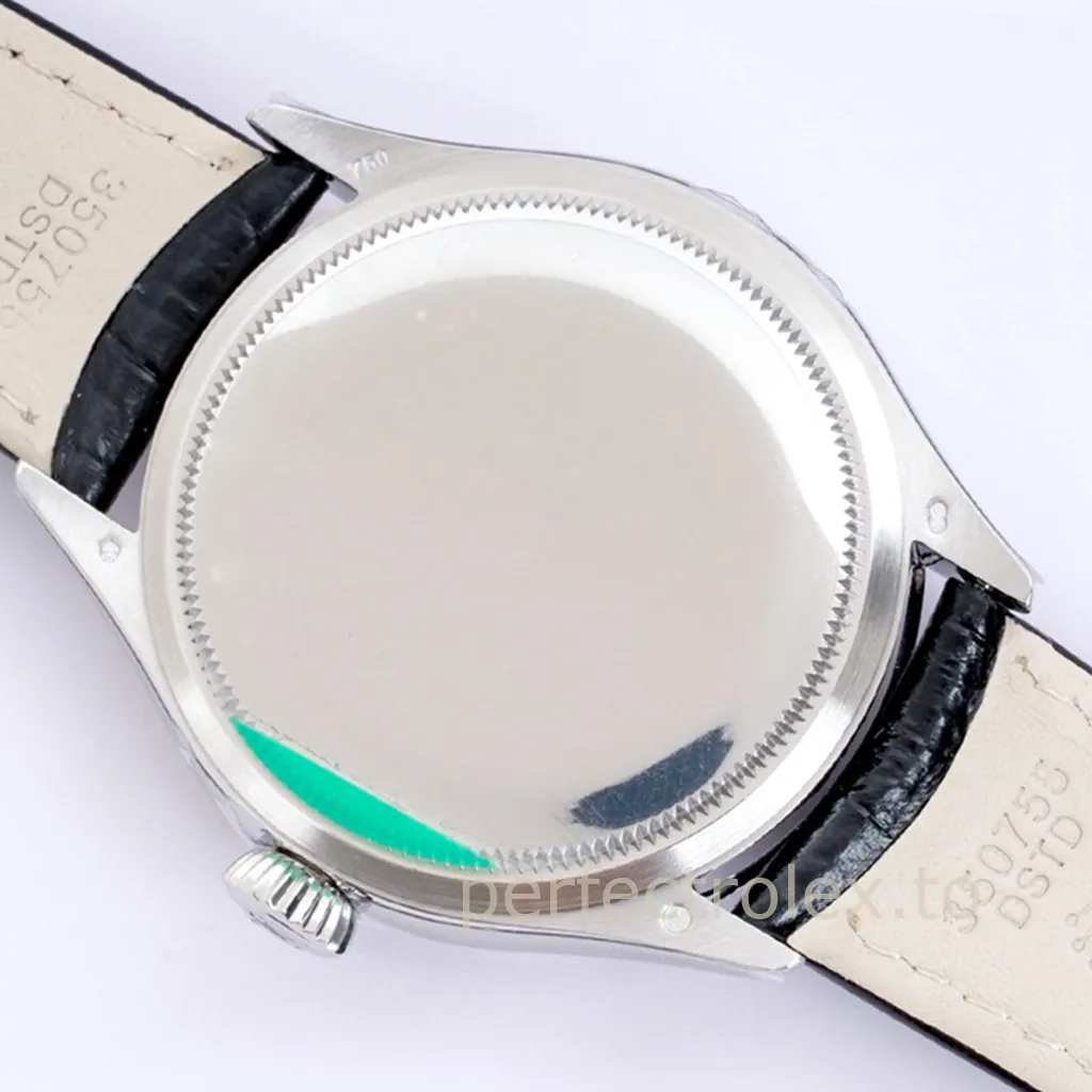Rolex-Cellini-M50519-0007-Super-Clone-Watch-39mm-Black-Guilloché-Dial-Leather-Strap-Automatic-Dress-Back-View