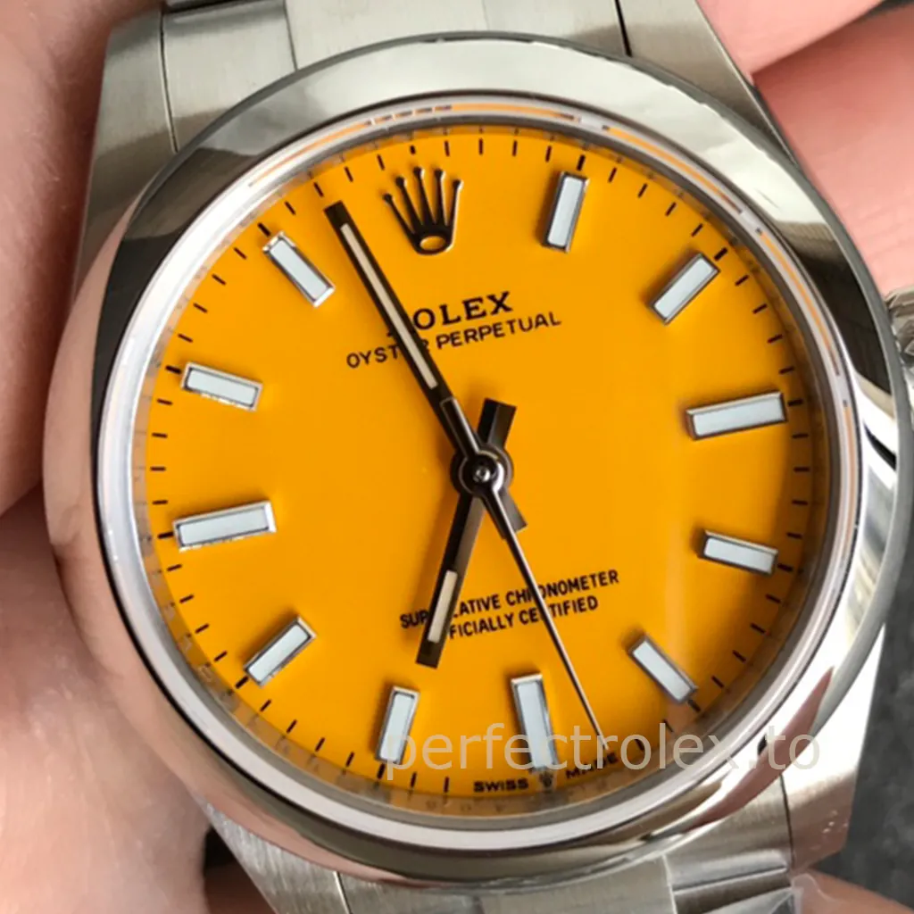 Rolex-Oyster-Perpetual-277200-0005-31mm-Yellow-Dial-Automatic-Minimalist-Replica-Watch-Dial-Detail-1