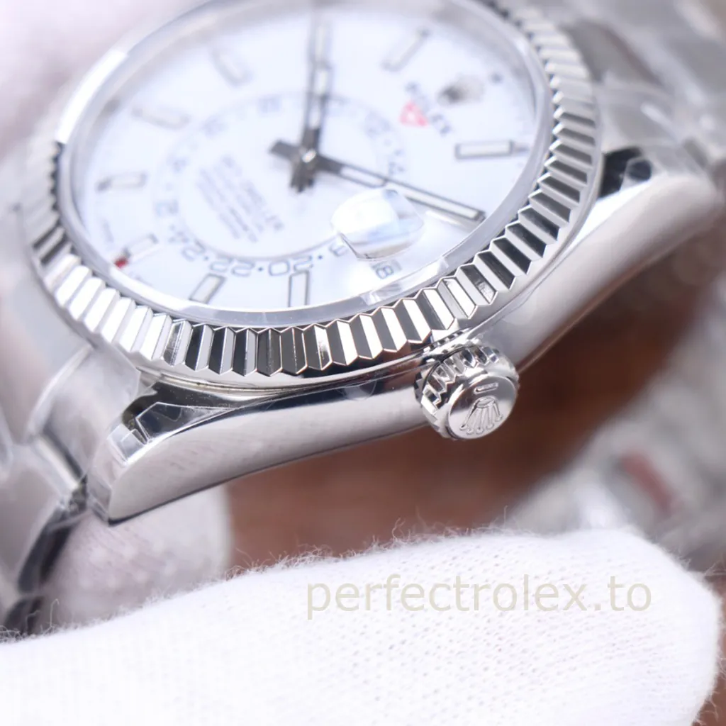 Rolex-Sky-Dweller-White-Dial-42mm-326934-0001-904L-Steel-Dual-Time-Business-Travel-Replica-Watch-Right-Side-View