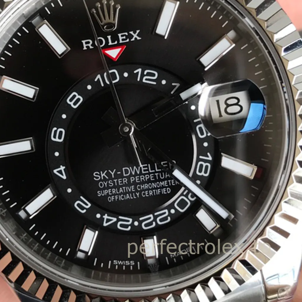 Rolex-Sky-Dweller-Black-Dial-326934-0005-42mm-904L-Steel-Super-Clone-Dual-Time-Travel-Watch-Dial-Detail-1