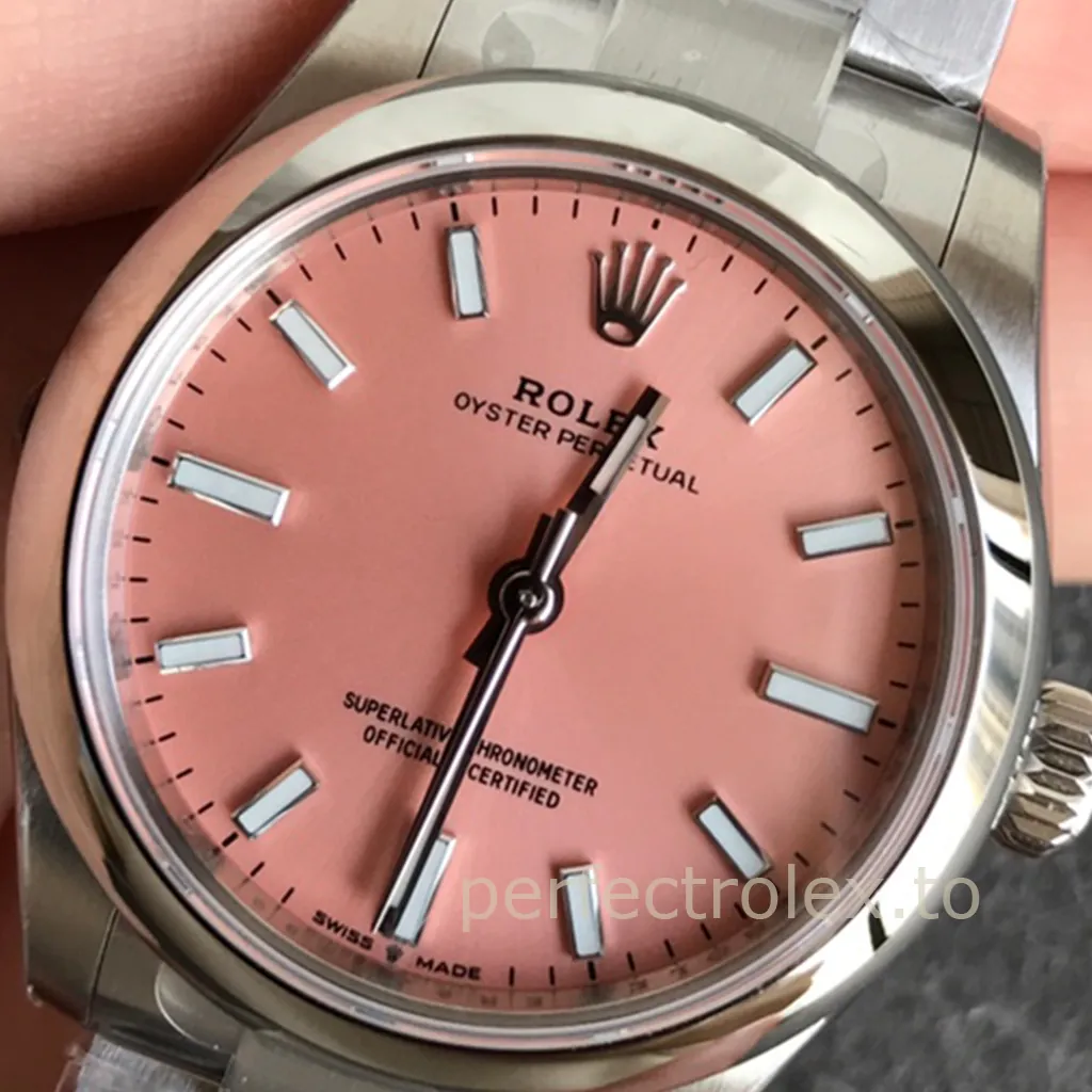 Rolex-Oyster-Perpetual-277200-0009-31mm-Pink-Dial-Oyster-Bracelet-Automatic-Daily-Replica-Watch-Dial-Detail-1