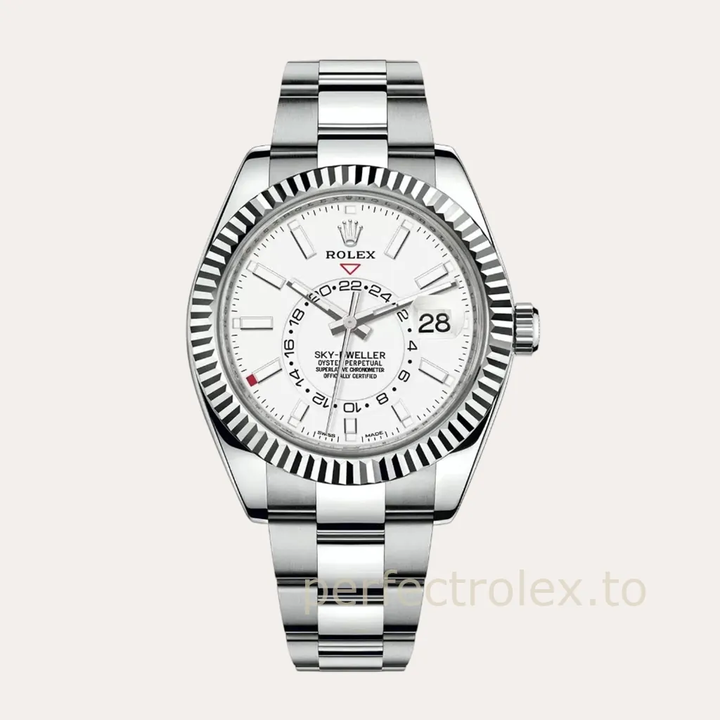 Rolex-Sky-Dweller-White-Dial-42mm-326934-0001-904L-Steel-Dual-Time-Business-Travel-Replica-Watch-Hero-Image