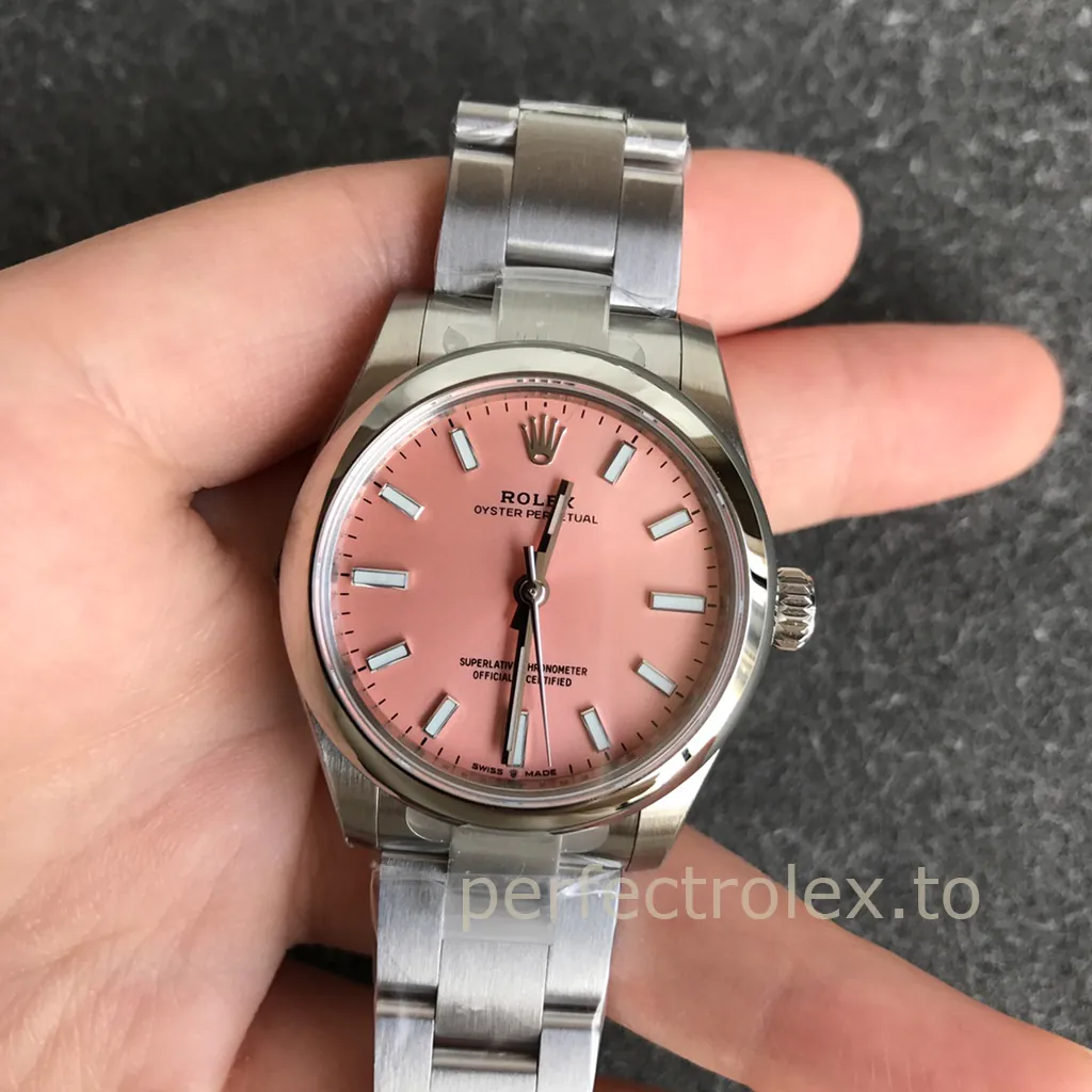Rolex-Oyster-Perpetual-277200-0009-31mm-Pink-Dial-Oyster-Bracelet-Automatic-Daily-Replica-Watch-Front-View-1