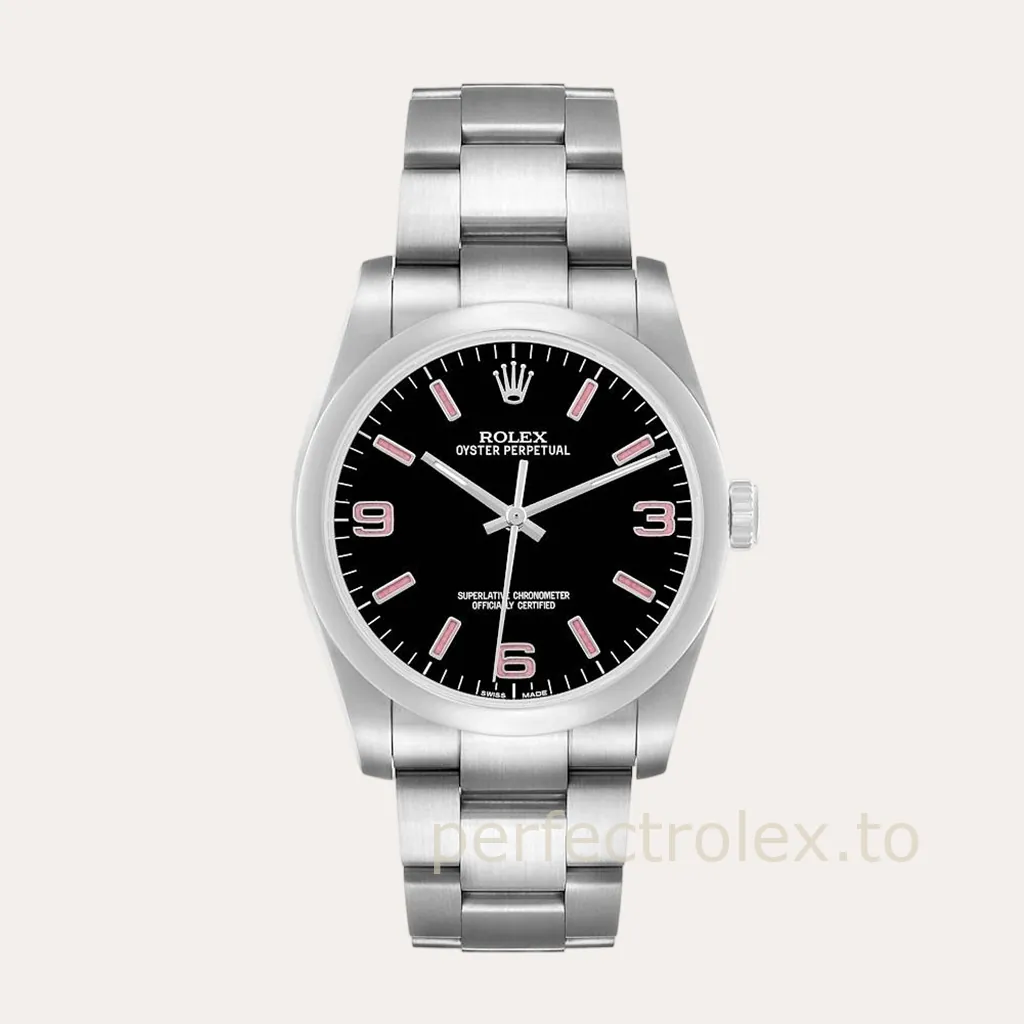 Rolex-Oyster-Perpetual-116000-Black-Dial-Pink-Numerals-36mm-Super-Clone-Automatic-Watch-Hero-Image