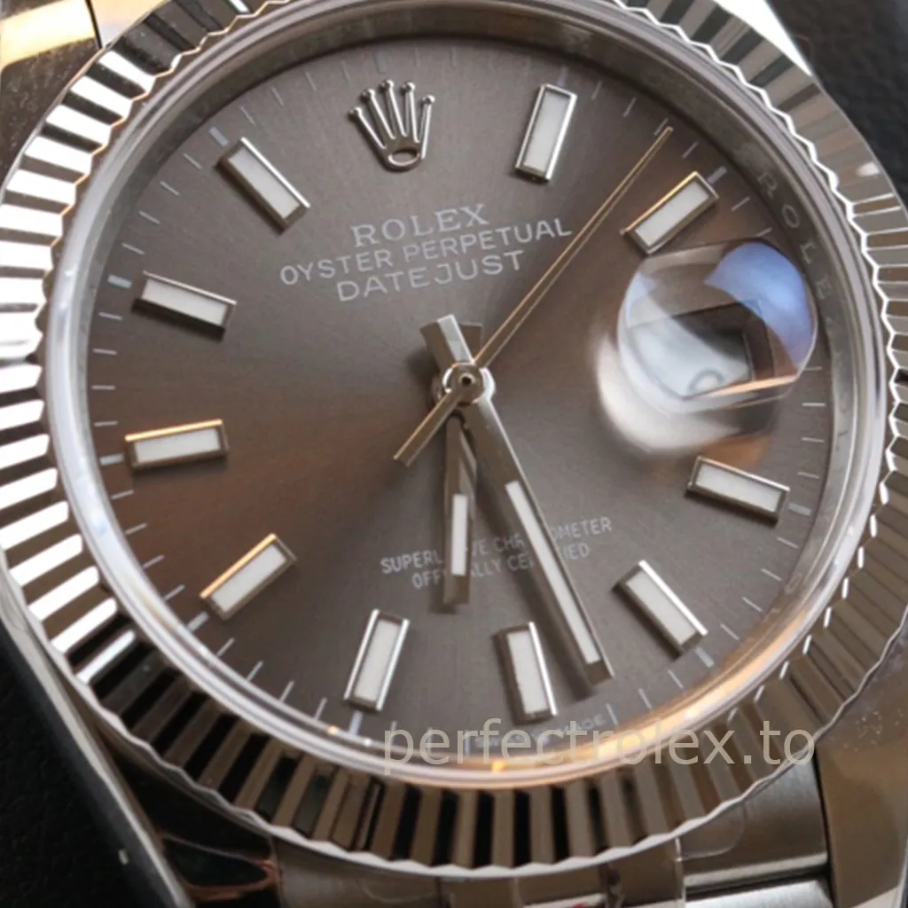 Rolex-Datejust-M126234-Gray-Sunburst-Dial-36mm-Super-Clone-Watch-Fluted-Bezel-and-Jubilee-Bracelet-Dial-Detail-1