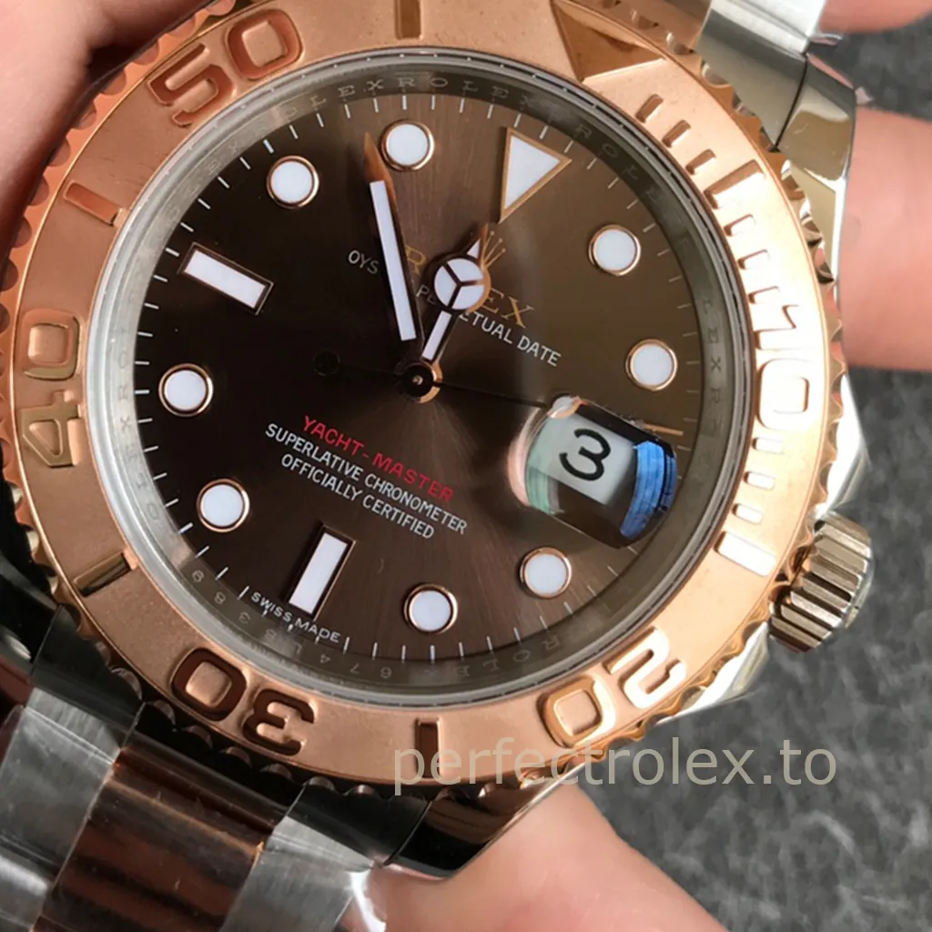 Rolex-Yacht-Master-116621-Chocolate-Dial-40mm-Super-Clone-Watch-Rose-Gold-Bezel-Dial-Detail-2