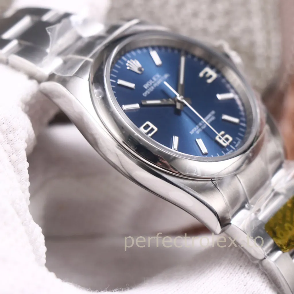 Rolex-Oyster-Perpetual-116000-0002-Blue-Dial-36mm-Super-Clone-Watch-with-904L-Steel-Bracelet-Left-Side-View