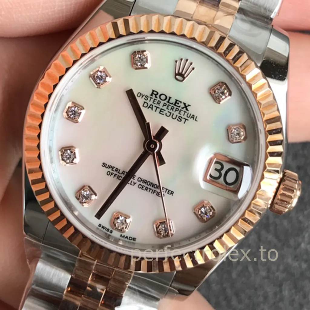 Rolex-Datejust-178271-Ladies-Super-Clone-Watch-31mm-White-Mother-of-Pearl-Diamond-Dial-Dial-Detail-2