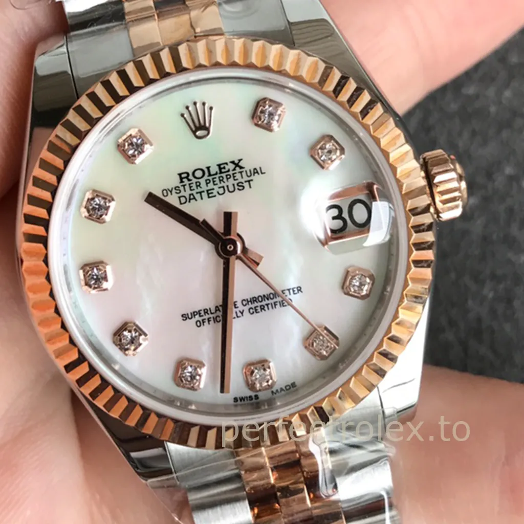 Rolex-Datejust-178271-Ladies-Super-Clone-Watch-31mm-White-Mother-of-Pearl-Diamond-Dial-Dial-Detail-1