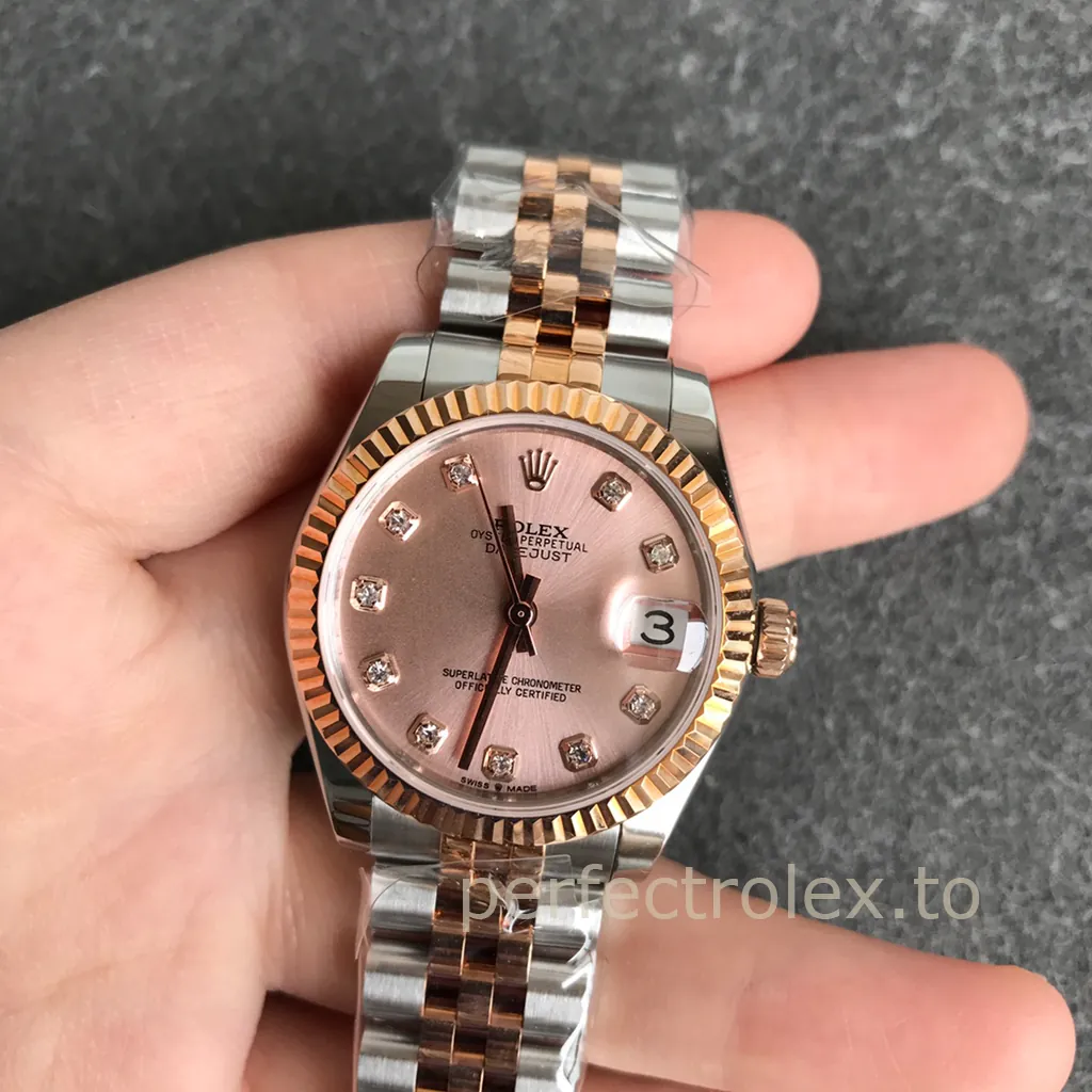 Rolex-Datejust-278271-Rose-Sunray-Diamond-Dial-Ladies-Super-Clone-Watch-31mm-Front-View-1
