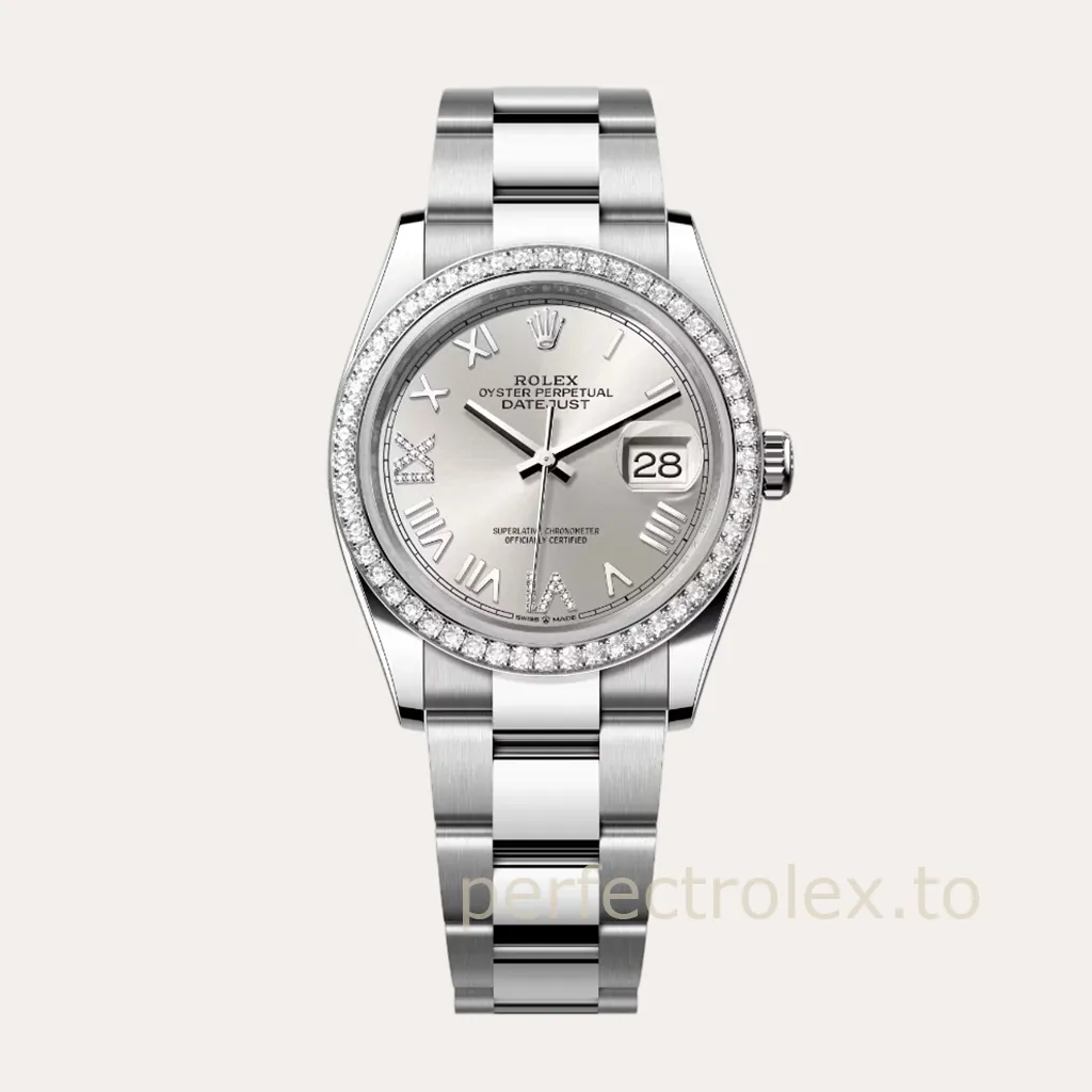Rolex-Datejust-126284RBR-Diamond-Bezel-Super-Clone-Watch-36mm-Silver-Roman-Dial-Hero-Image