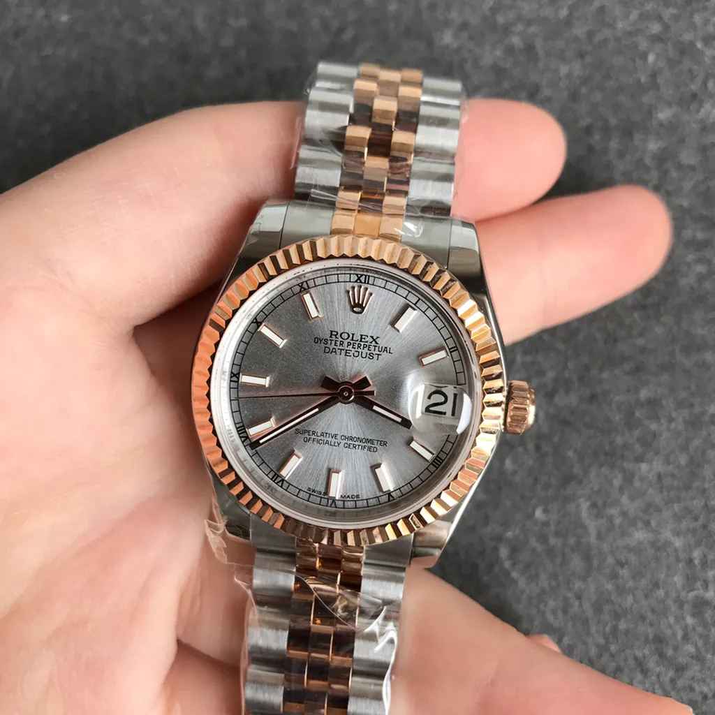 Rolex-Datejust-178271-0003-Silver-Sunray-Dial-31mm-Ladies-Jubilee-Super-Clone-Watch-Front-View-1