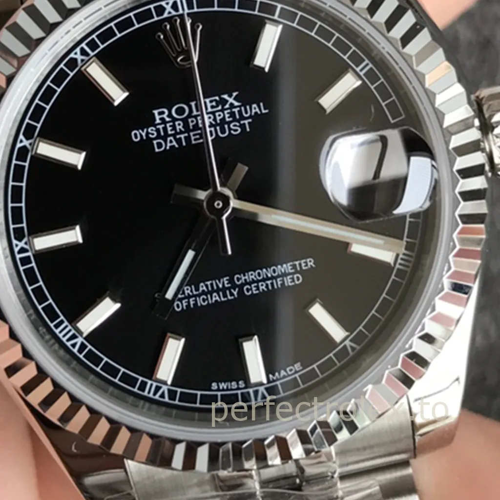 Rolex-Datejust-178274-Ladies-Super-Clone-Watch-31mm-Black-Dial-Fluted-Bezel-Dial-Detail-1