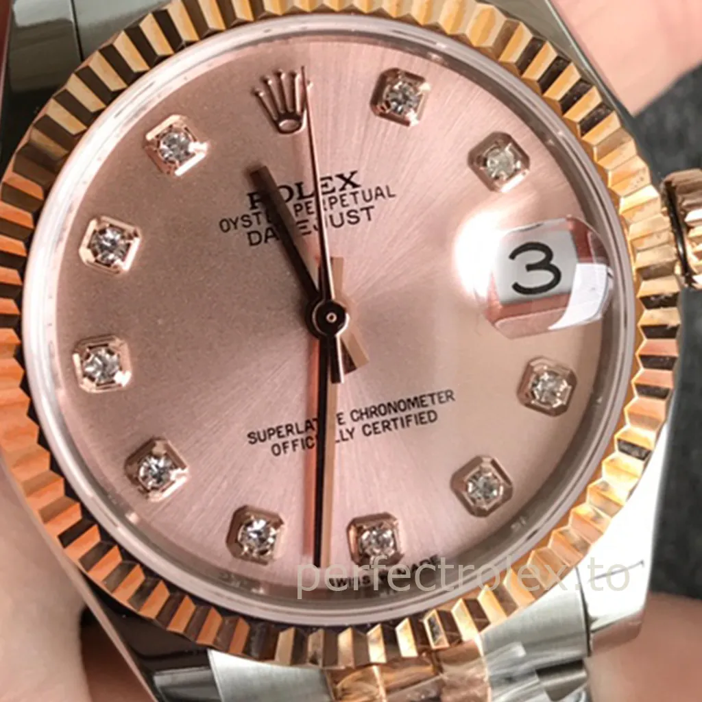 Rolex-Datejust-278271-Rose-Sunray-Diamond-Dial-Ladies-Super-Clone-Watch-31mm-Dial-Detail-1