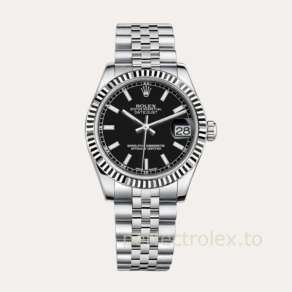 Rolex-Datejust-178274-Ladies-Super-Clone-Watch-31mm-Black-Dial-Fluted-Bezel-Hero-Image