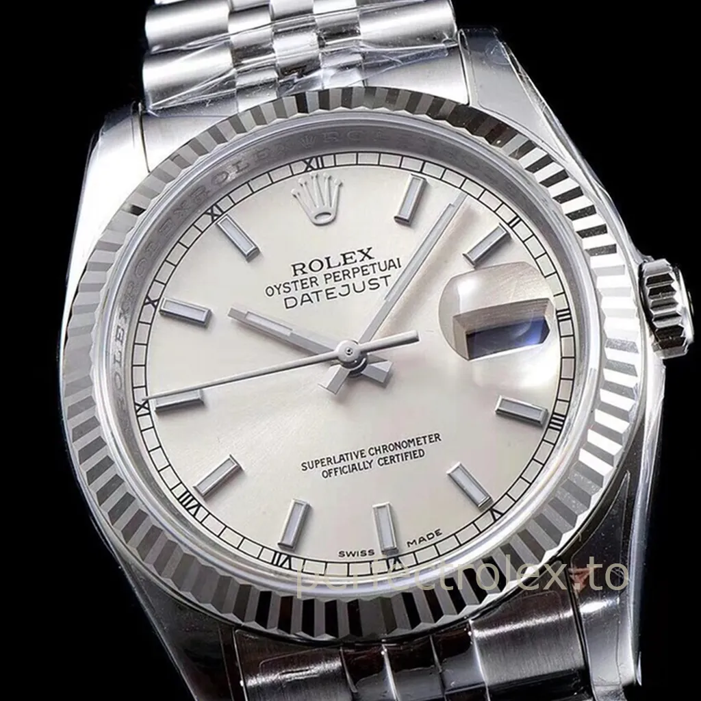 Rolex-Datejust-Silver-Sunray-Dial-116234-Super-Clone-Watch-36mm-Fluted-Bezel-Dial-Detail-1