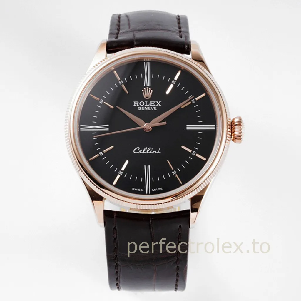 Rolex-Cellini-Black-Dial-50505-0009-39mm-Luxury-Dress-Super-Clone-Watch-Front-View-1