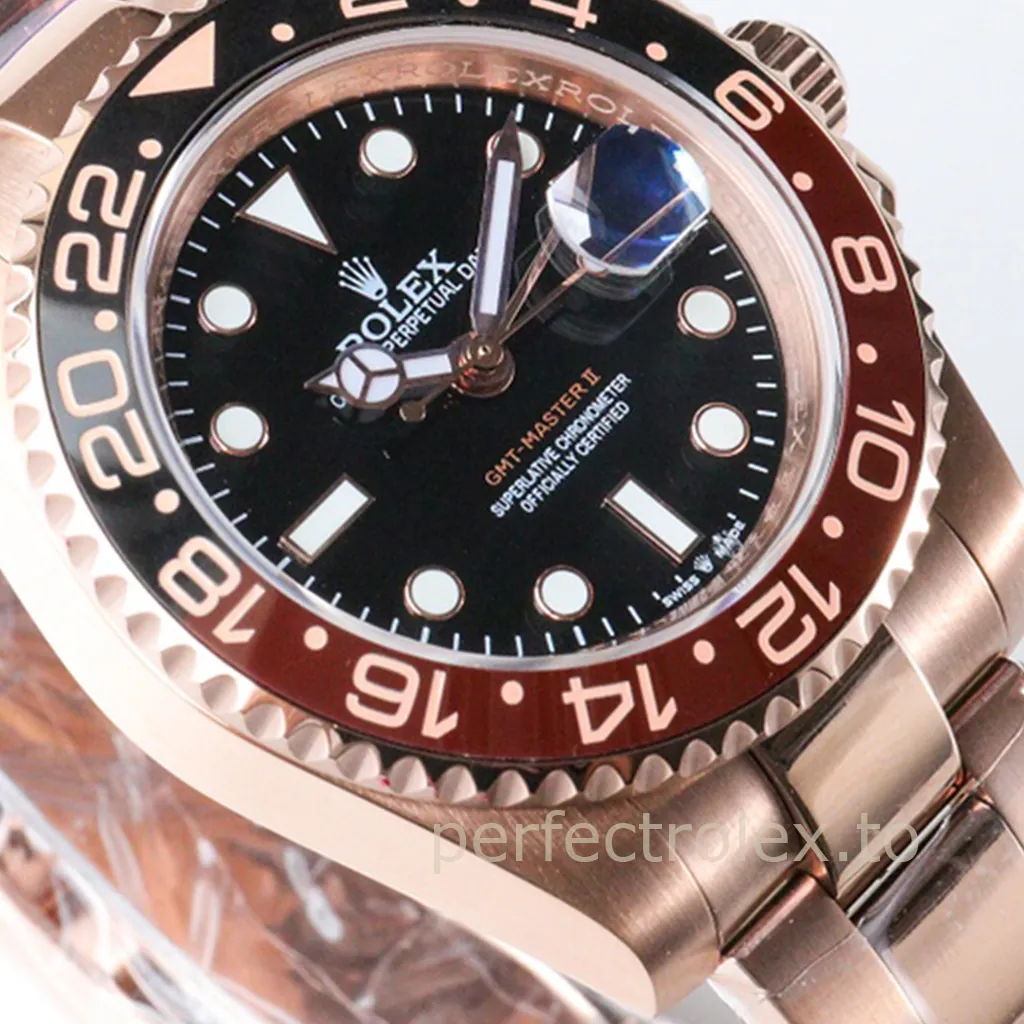 Rolex-GMT-Master-II-126715CHNR-Black-Brown-Ceramic-Bezel-40mm-Luxury-Super-Clone-Watch-Dial-Detail-1