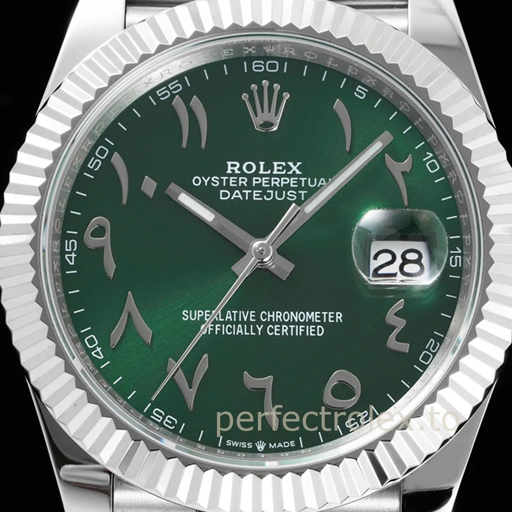 Rolex-Datejust-126334-Green-Eastern-Arabic-Dial-41mm-Jubilee-Super-Clone-Watch-Dial-Detail-2
