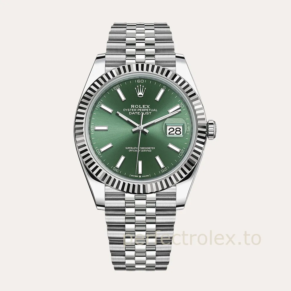 Rolex-Datejust-M126334-0028-41mm-Mint-Green-Dial-Jubilee-Bracelet-Luxury-Super-Clone-Watch-Hero-Image