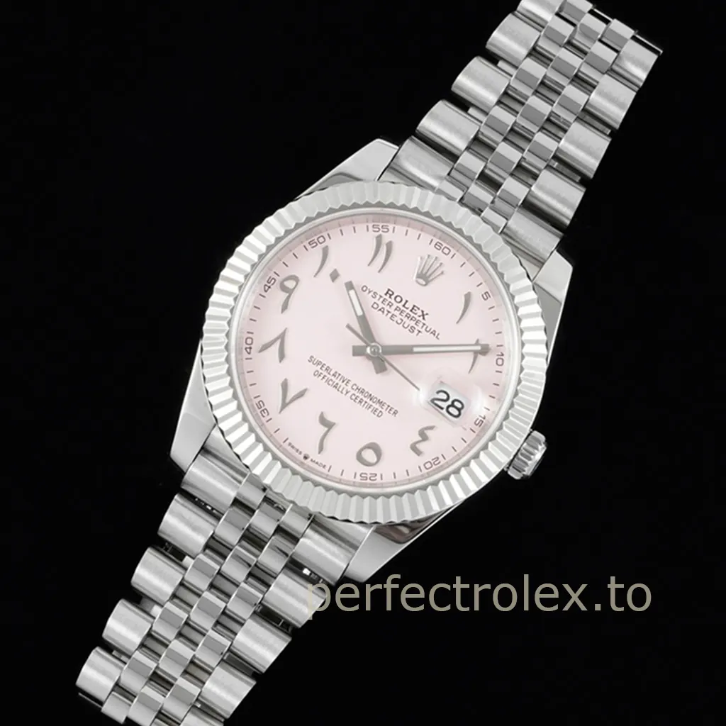 Rolex-Datejust-126334-Pink-Dial-41mm-Eastern-Arabic-Numerals-Jubilee-Super-Clone-Watch-Front-View-1