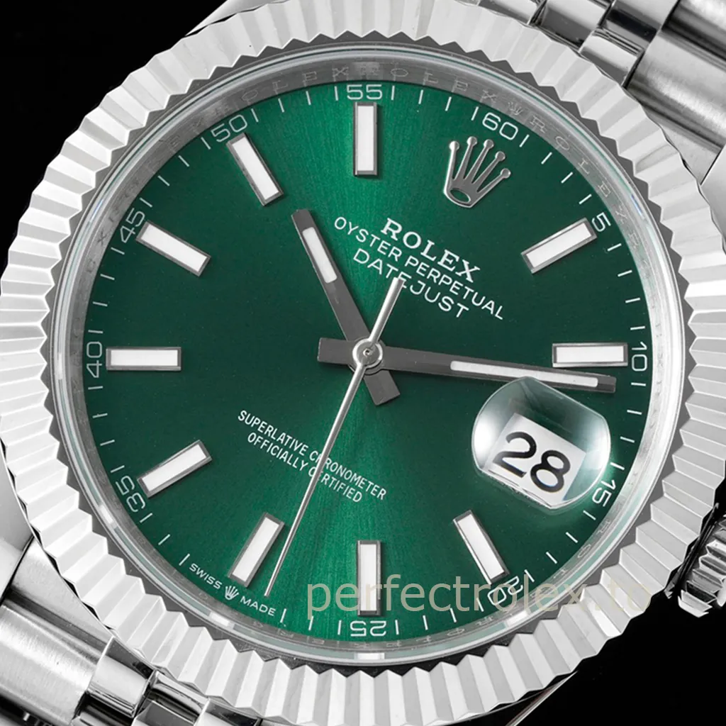 Rolex-Datejust-M126334-0028-41mm-Mint-Green-Dial-Jubilee-Bracelet-Luxury-Super-Clone-Watch-Dial-Detail-1