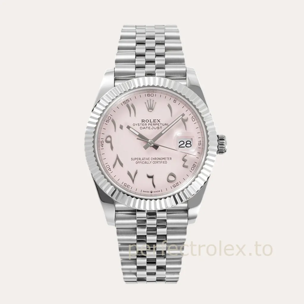 Rolex-Datejust-126334-Pink-Dial-41mm-Eastern-Arabic-Numerals-Jubilee-Super-Clone-Watch-Hero-Image