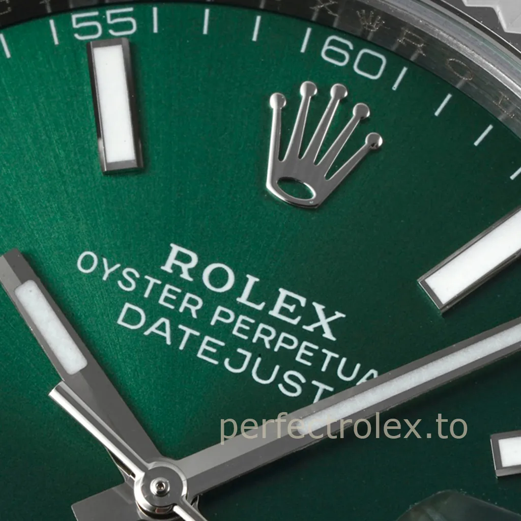 Rolex-Datejust-M126334-0028-41mm-Mint-Green-Dial-Jubilee-Bracelet-Luxury-Super-Clone-Watch-Dial-Detail-2