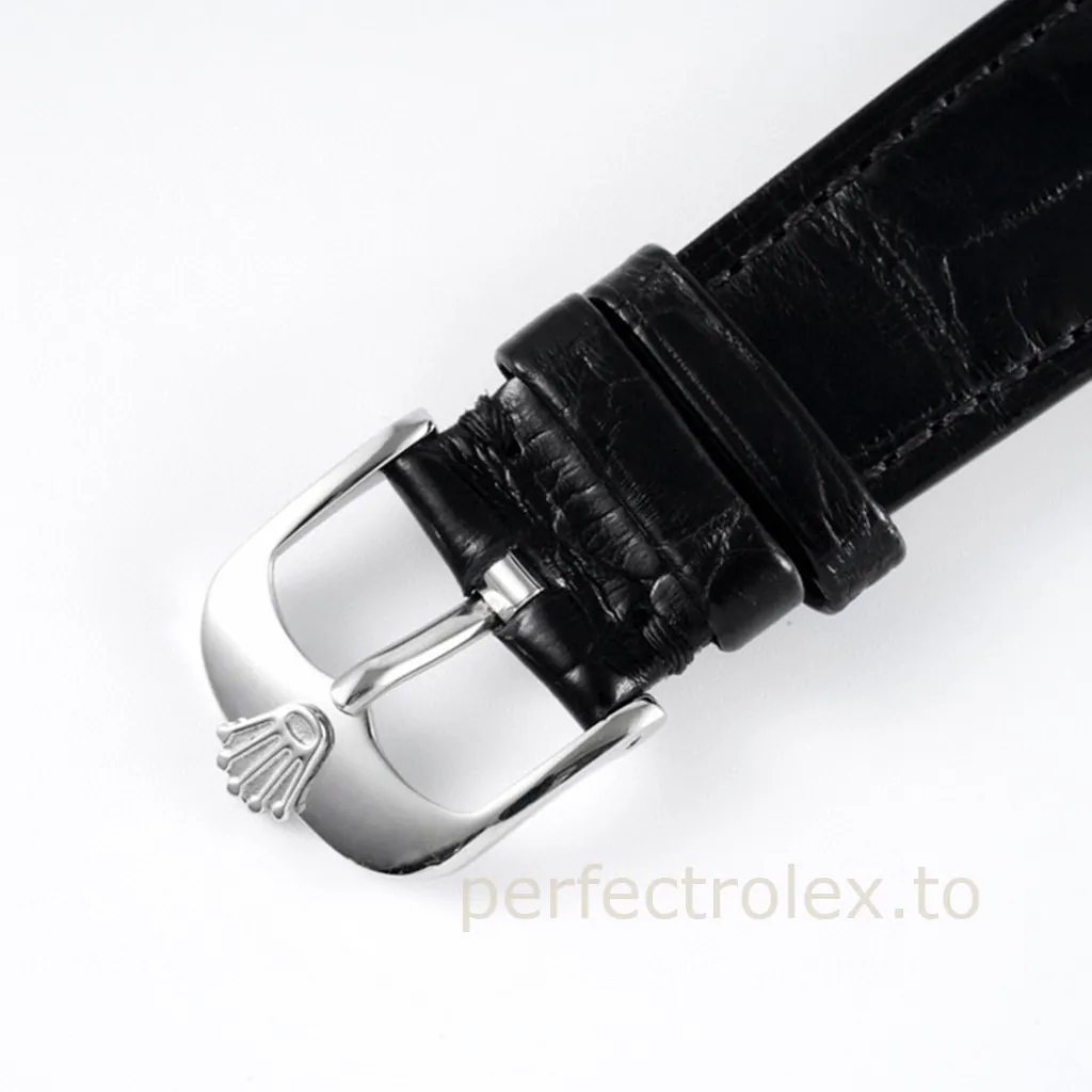 Rolex-Cellini-50509-0016-39mm-White-Dial-Super-Clone-Dress-Watch-Leather-Strap-Buckle-View-1