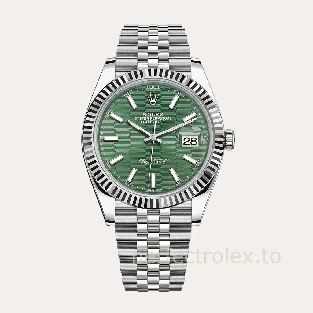 Rolex-Datejust-126334-0030-Mint-Green-Motif-Dial-41mm-Super-Clone-Watch-Jubilee-Bracelet-Hero-Image
