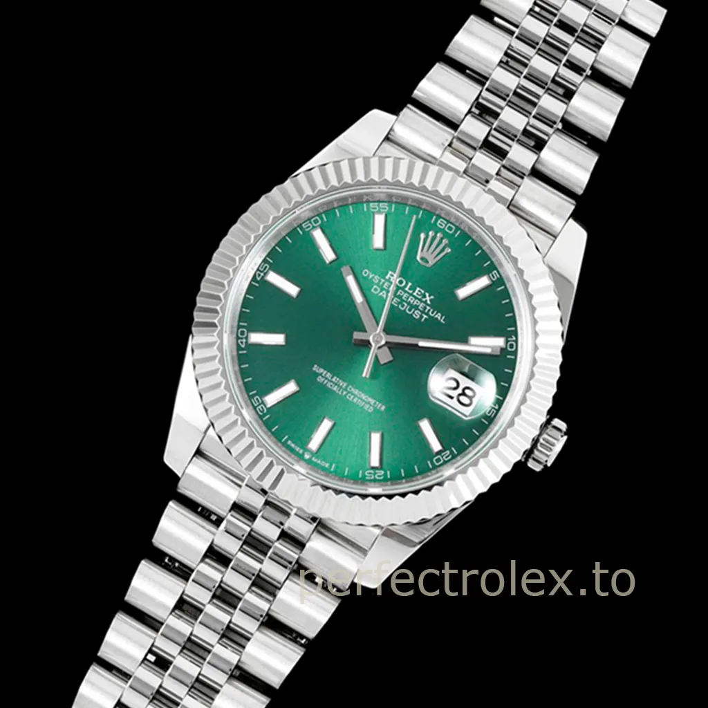 Rolex-Datejust-M126334-0028-41mm-Mint-Green-Dial-Jubilee-Bracelet-Luxury-Super-Clone-Watch-Front-View-1