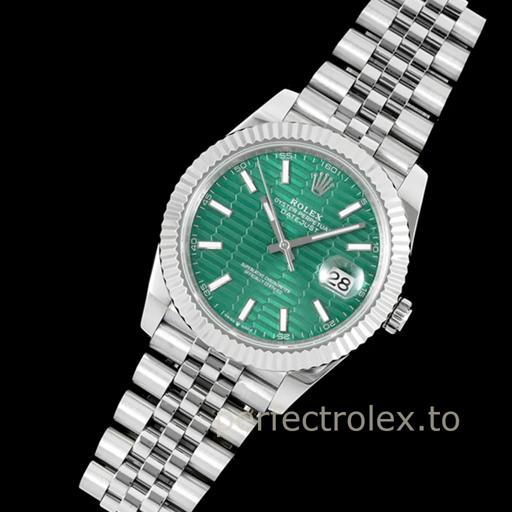 Rolex-Datejust-126334-0030-Mint-Green-Motif-Dial-41mm-Super-Clone-Watch-Jubilee-Bracelet-Front-View-1