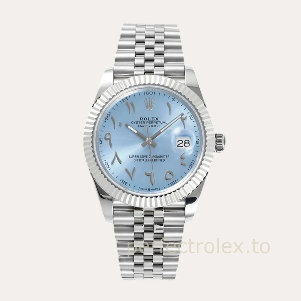 Rolex-Datejust-126334-Ice-Blue-Dial-41mm-Eastern-Arabic-Numerals-Jubilee-Super-Clone-Watch-Hero-Image