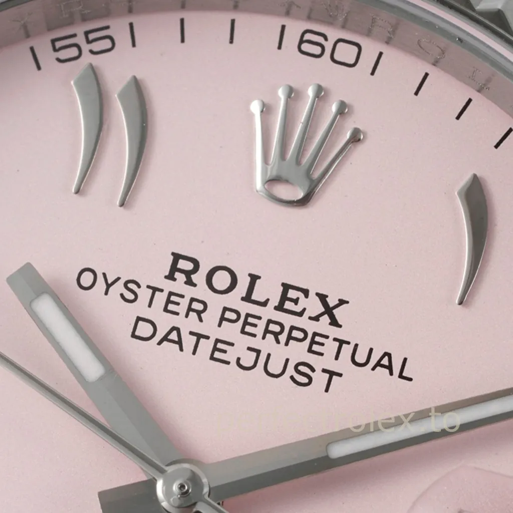 Rolex-Datejust-126334-Pink-Dial-41mm-Eastern-Arabic-Numerals-Jubilee-Super-Clone-Watch-Dial-Detail-1