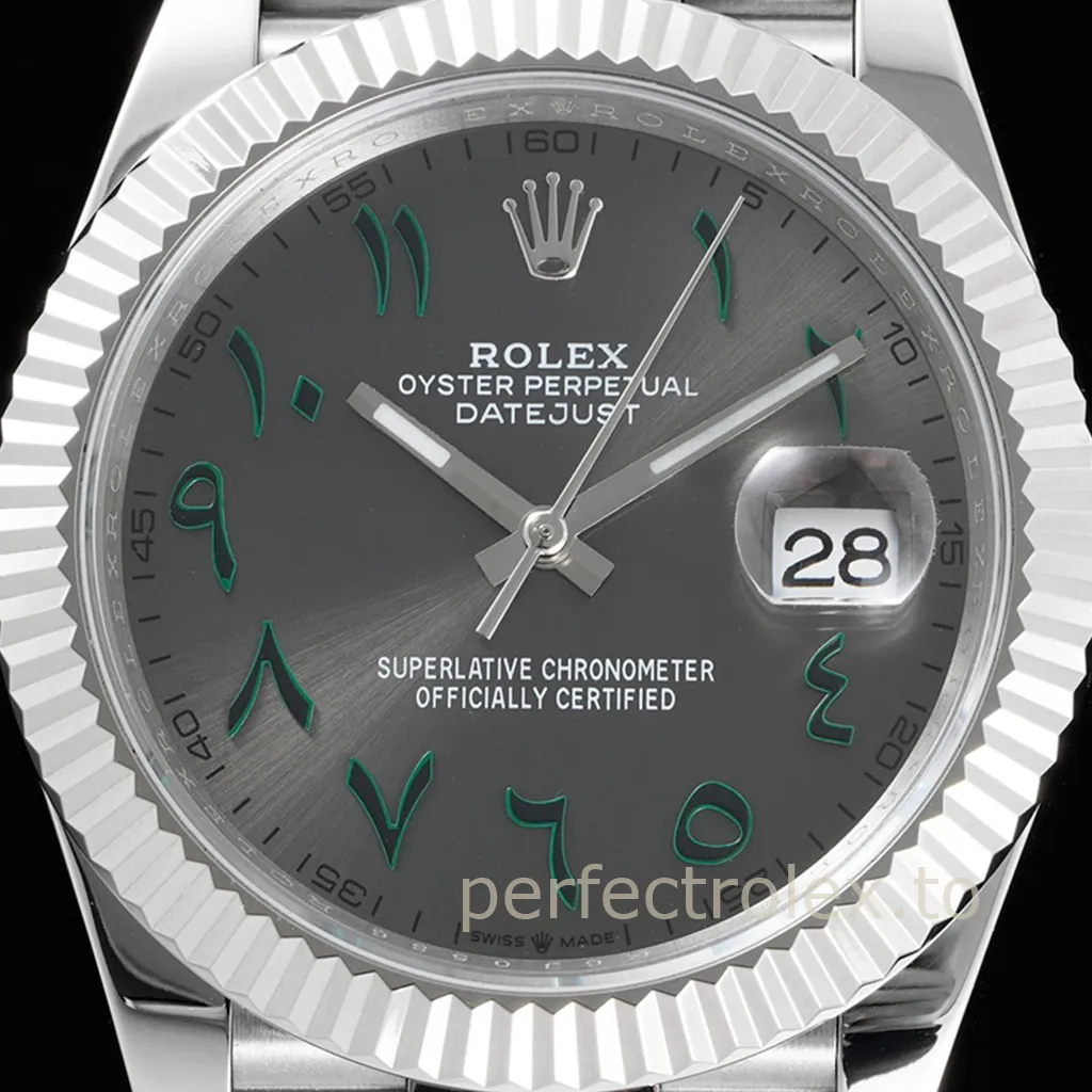 Rolex-Datejust-41mm-126334-Slate-Grey-Dial-Eastern-Arabic-Numerals-Super-Clone-Watch-Dial-Detail-1