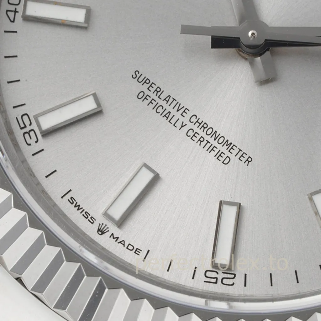 Rolex-Datejust-M126334-41mm-Silver-Dial-Luxury-Super-Clone-Watch-Sporty-Oyster-Bracelet-Dial-Detail-1