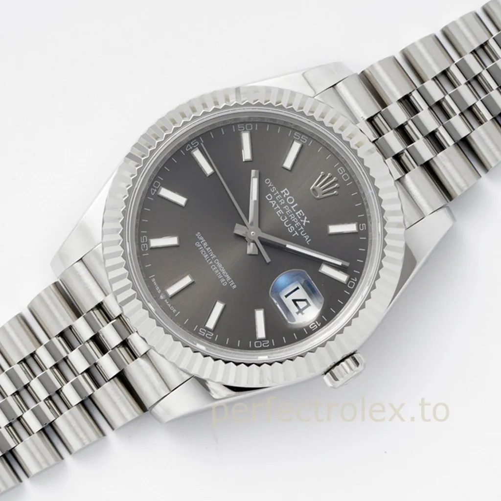 Rolex-Datejust-M126334-0014-41mm-Slate-Grey-Dial-Luxury-Super-Clone-Watch-Jubilee-Bracelet-Front-View-1