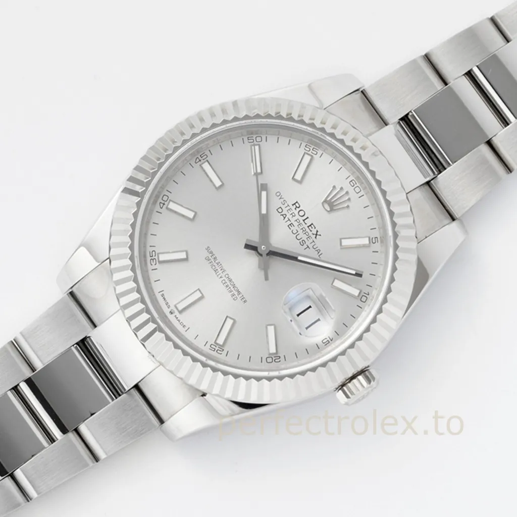 Rolex-Datejust-M126334-41mm-Silver-Dial-Luxury-Super-Clone-Watch-Sporty-Oyster-Bracelet-Front-View-2