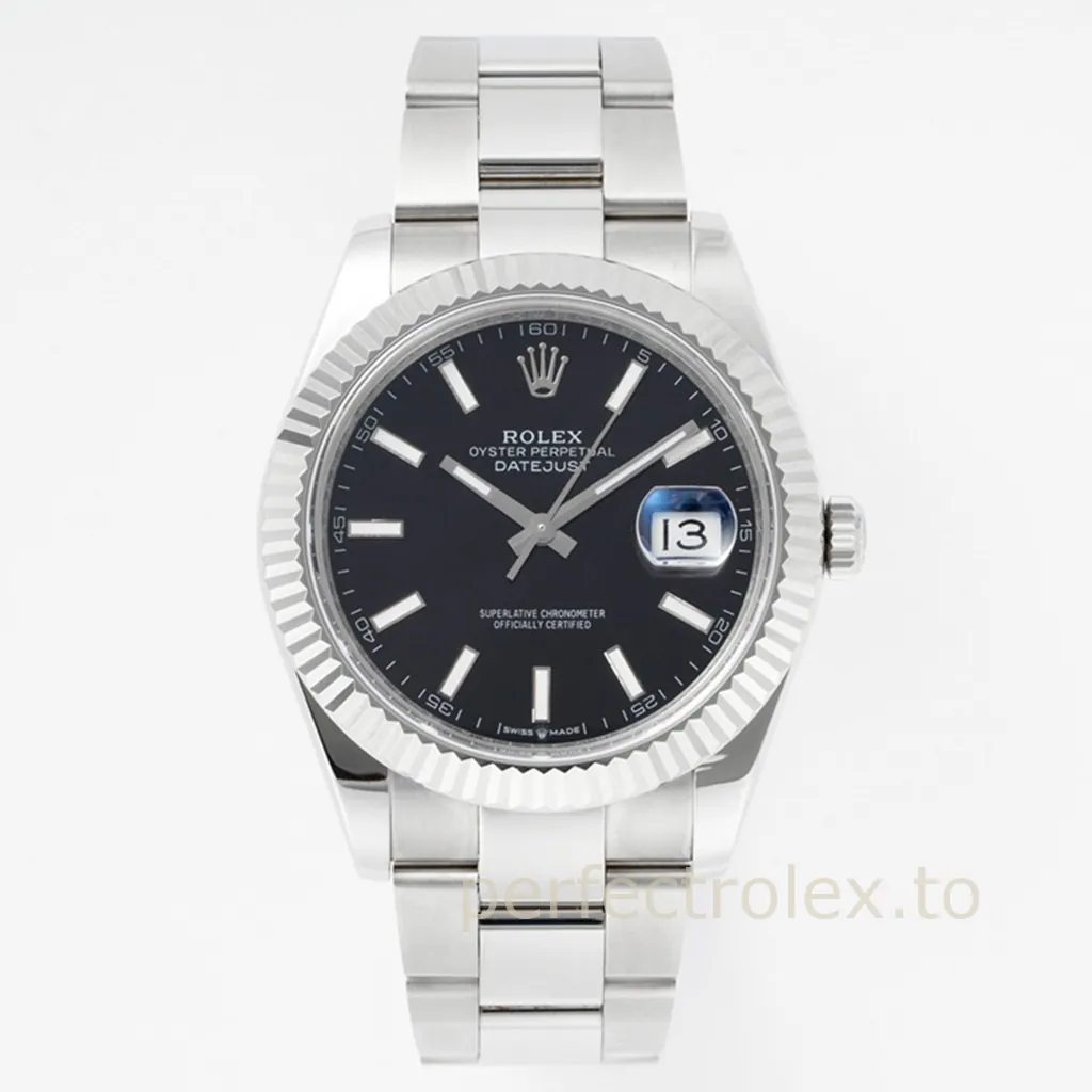 Rolex-Datejust-M126334-0017-41mm-Black-Dial-Luxury-Super-Clone-Watch-Oyster-Bracelet-Front-View-1