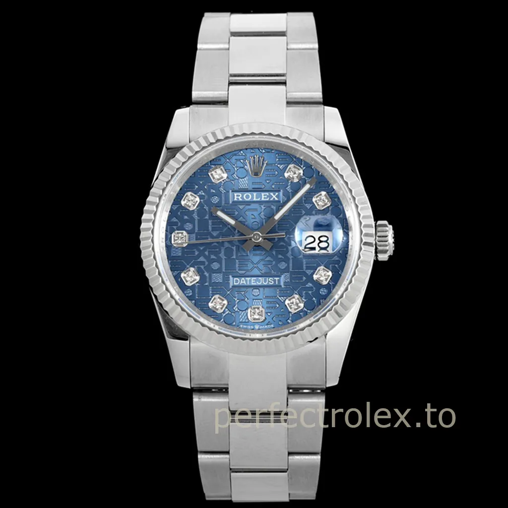 Rolex-Datejust-36-M126234-0012-Blue-Dial-Diamond-Marker-Luxury-Replica-Watch-with-Oyster-Bracelet-Front-View-1