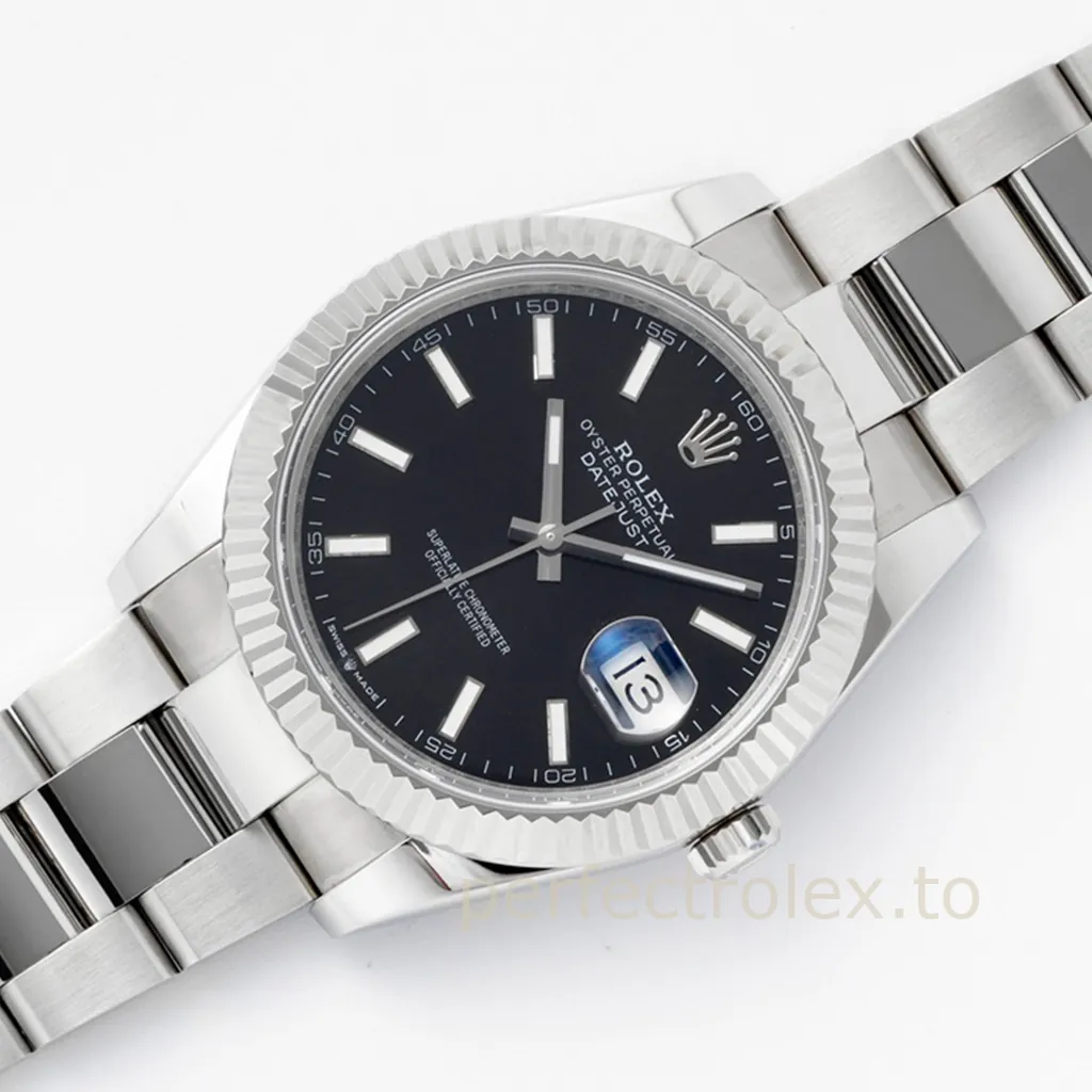Rolex-Datejust-M126334-0017-41mm-Black-Dial-Luxury-Super-Clone-Watch-Oyster-Bracelet-Front-View-2