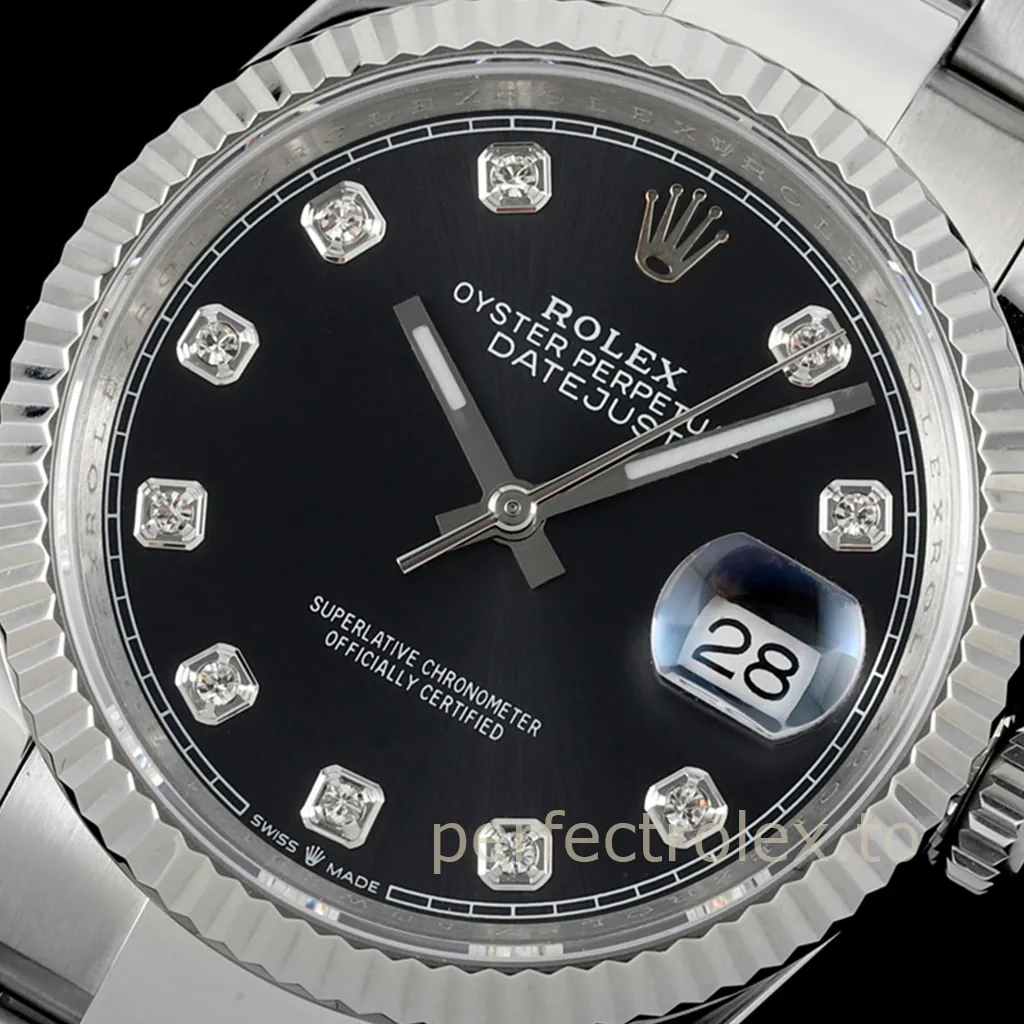 Rolex-Datejust-126234-0028-Luxury-Super-Clone-Watch-36mm-Black-Dial-Oyster-Bracelet-904L-Dial-Detail-1