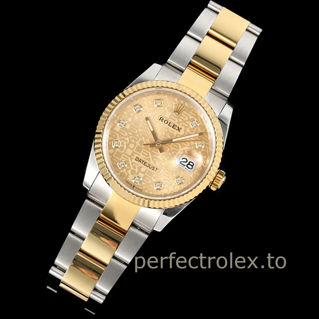 Rolex-Datejust-126233-0034-Super-Clone-Watch-36mm-Champagne-Rolex-Pattern-Diamond-Dial-Oyster-Bracelet-Front-View-1