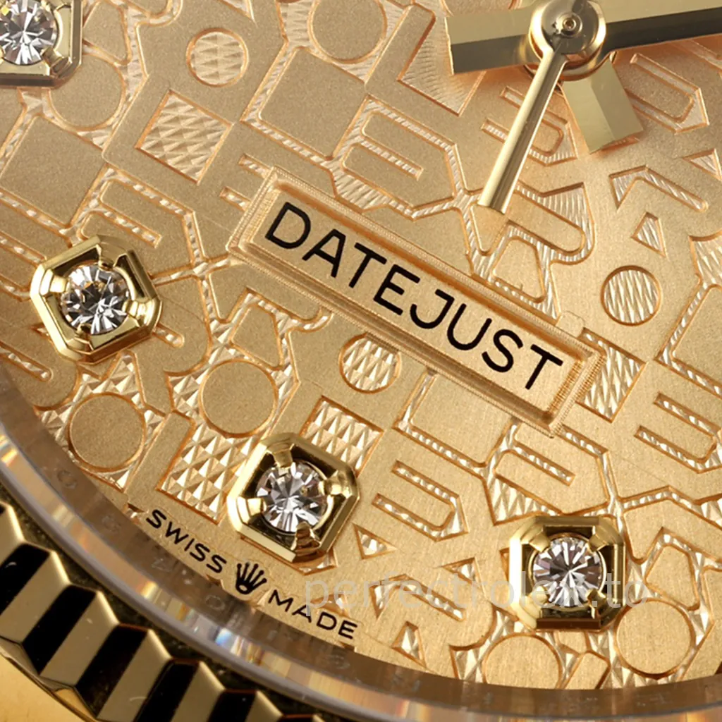 Rolex-Datejust-126233-0034-Super-Clone-Watch-36mm-Champagne-Rolex-Pattern-Diamond-Dial-Oyster-Bracelet-Dial-Detail-2