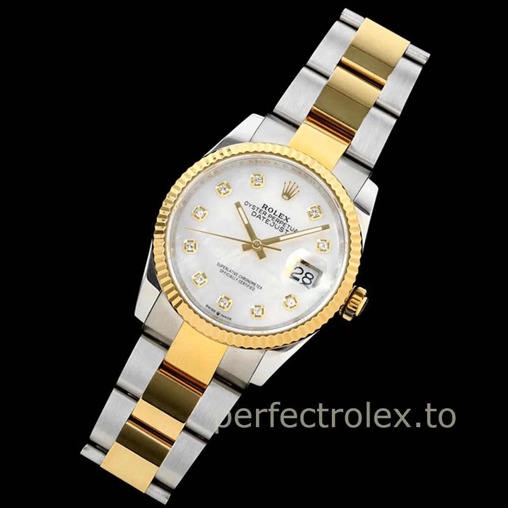 Rolex-Datejust-126233-0024-Super-Clone-Watch-36mm-White-Mother-of-Pearl-Diamond-Dial-Oyster-Bracelet-Front-View-1