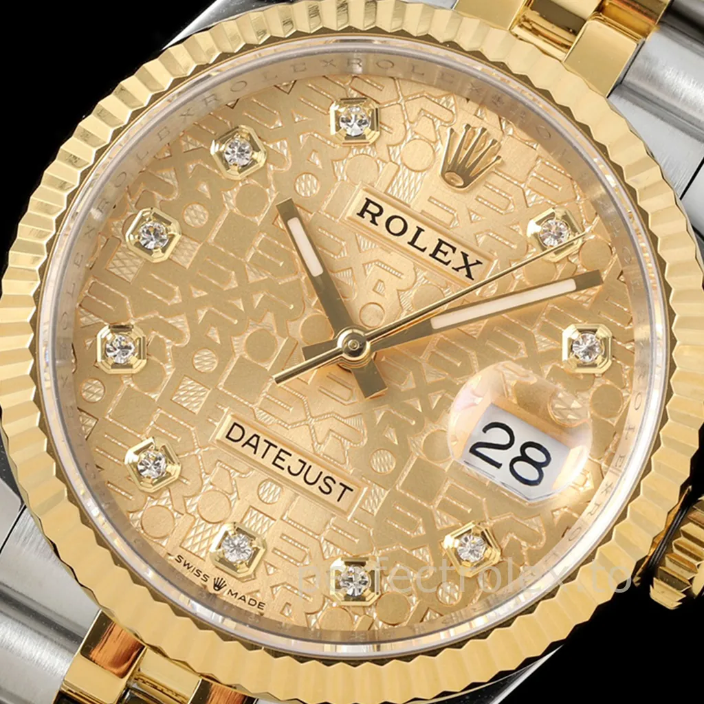 Rolex-Datejust-126233-0033-Super-Clone-Watch-36mm-Champagne-Rolex-Pattern-Diamond-Dial-Dial-Detail-1