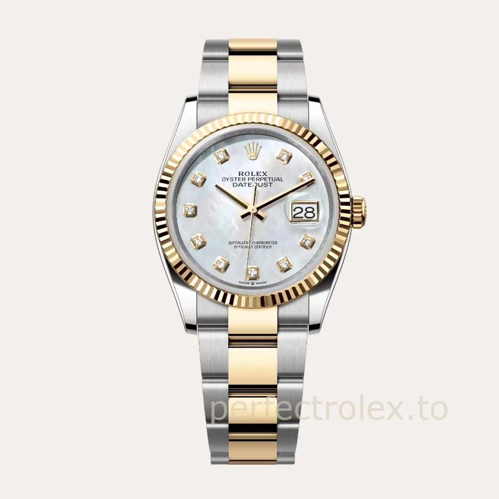 Rolex-Datejust-126233-0024-Super-Clone-Watch-36mm-White-Mother-of-Pearl-Diamond-Dial-Oyster-Bracelet-Hero-Image
