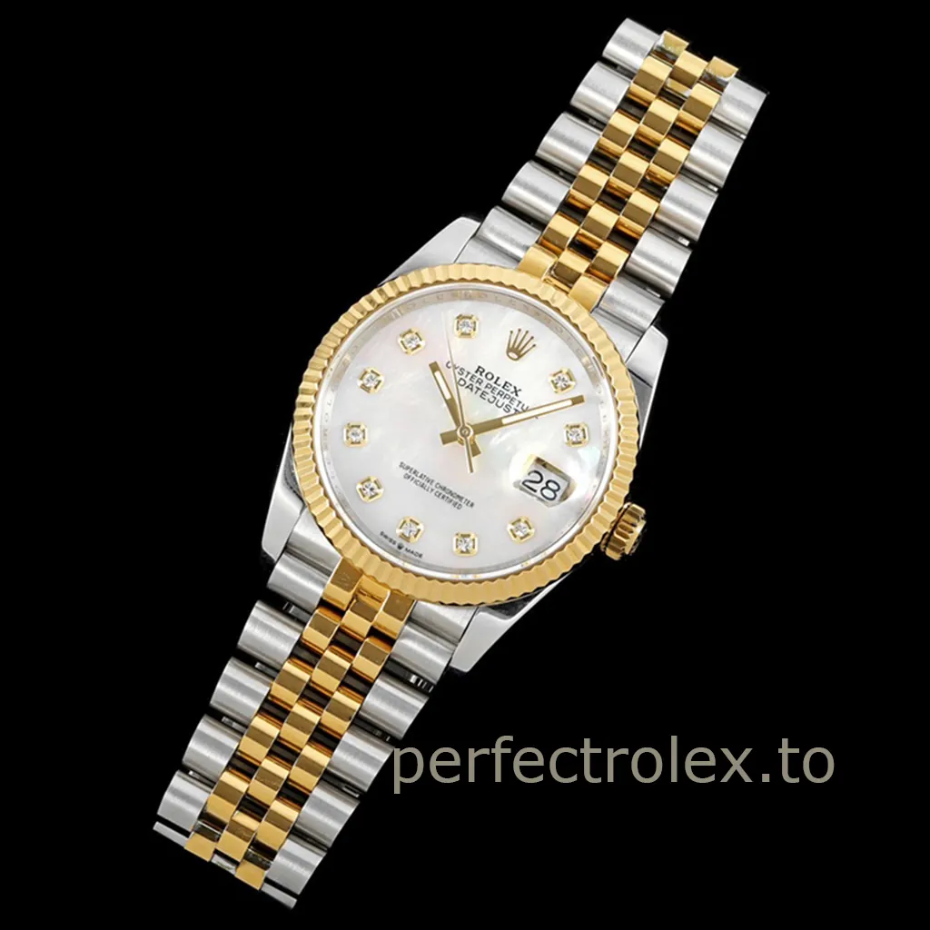 Rolex-Datejust-126233-Luxury-Replica-Watch-36mm-White-Mother-of-Pearl-Diamond-Dial-Jubilee-Bracelet-Front-View-1